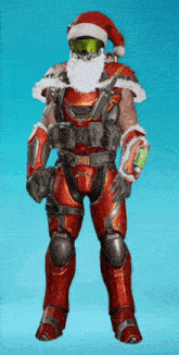 a man with a santa hat and beard is wearing a red suit