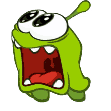jaw drop om nom cut the rope in awe amazed