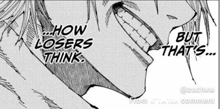 a black and white drawing of a man 's mouth with the words `` how losers think '' written on it .