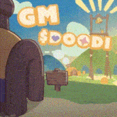 a cartoon drawing of a horse with the words gm $ doodi