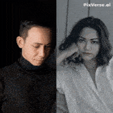 a black and white photo of a man and a woman with pixverse.ai written in the corner