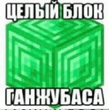 a green minecraft block with russian writing on it is being used as a meme .