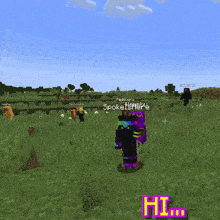 a screenshot of a minecraft game shows a player named hi
