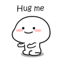 a cartoon character with a smile on his face is giving a hug .