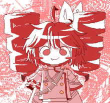 a pixel art drawing of a girl with red hair and a sword in her hand