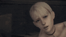 a close up of a video game character 's face .