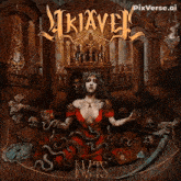 a woman in a red dress with a snake around her waist is on the cover of a pixverse album