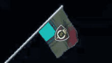 a flag with a shield and a c on it