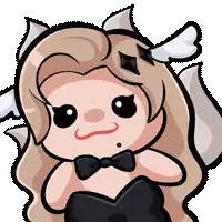 a cartoon of a girl with a bow tie and wings