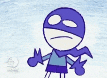 a cartoon character wearing a purple mask and scarf