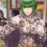 a drawing of a woman with green hair and the words viggle.ai below it