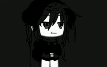 a black and white drawing of a person with long hair and glasses
