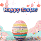 a happy easter greeting card with a striped egg