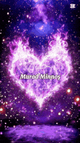 a purple heart with murad minnos written above it