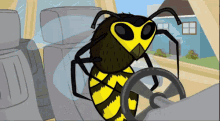 bee driving baby shocked cartoon