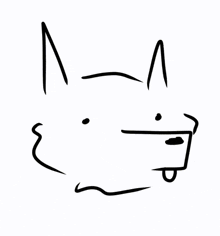 a black and white drawing of a cat 's face with the letter a visible