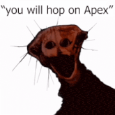 a picture of a monster with the words " you will hop on apex " above it