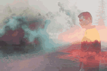 a man is standing in front of a cloud of smoke and the words " flip the switch "