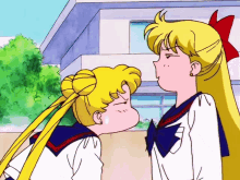 a cartoon of two girls kissing each other