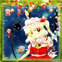 a picture of a girl with the words " have wonderful christmas night sweet dreams " on the bottom