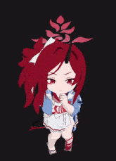 a drawing of a girl with red hair and a white bow