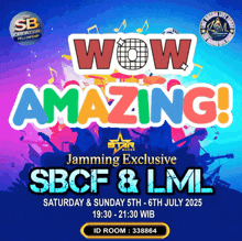 a poster that says wow amazing and shows a band