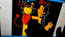 a computer screen shows a drawing of a devil and a cat and the words " mr. morti "