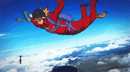 First solo parachute jump [Irina: The Vampire Cosmonaut / Tsuki to Laika to  Nosferatu] : r/anime