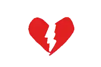 a red broken heart with a lightning bolt in it