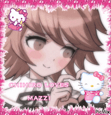 a picture of a girl with the words chihiro loves mazzi at the bottom