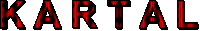 the word kartal is written in red and black letters on a white background