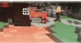 a person is playing a video game called minecraft while another person looks on .