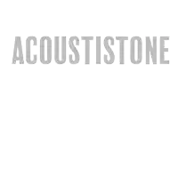 a logo for acousticone and audimute with a wave in the middle