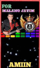 a poster for fors malang jatim shows a man holding a guitar