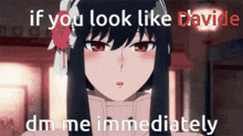 a picture of a girl with a flower in her hair and the words if you look like david dm me immediately