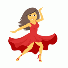 a cartoon drawing of a woman in a red dress