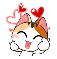 a cartoon cat with hearts coming out of its ears