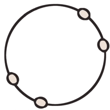 a drawing of two faces in a circle with one looking up