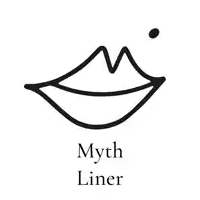 a black and white drawing of a lip with the words myth liner underneath it