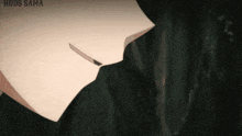 a close up of a person 's face with the words ndds sama written on the bottom