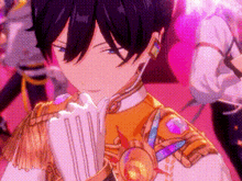 a close up of a cartoon character wearing a costume with a medallion on his chest .