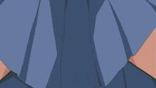 a girl in a blue skirt is standing in a park