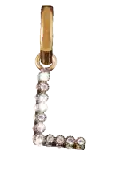 a gold letter l with rhinestones on it