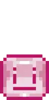 a pixel art drawing of a pink box with a smile on it .