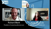 a man and a woman are on a video call with richard blank