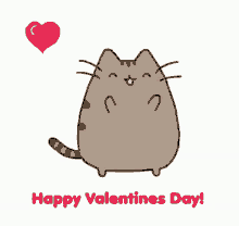 happy valentines day pusheen cute heart cat