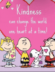 a snoopy poster that says kindness can change the world
