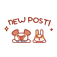 a drawing of a dog and a rabbit with the words new post below them