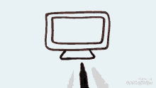 a person is drawing a computer with a marker that says made in animatica on the bottom