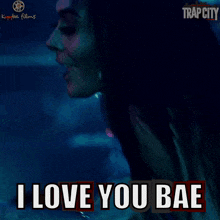 a movie poster for trap city shows a woman in a car and says i love you bae
